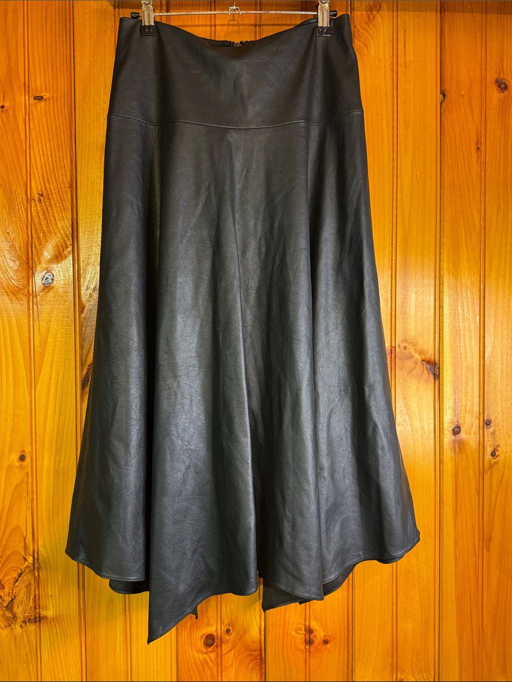 Rebecca Taylor Black Asymmetrical Leather Midi Skirt